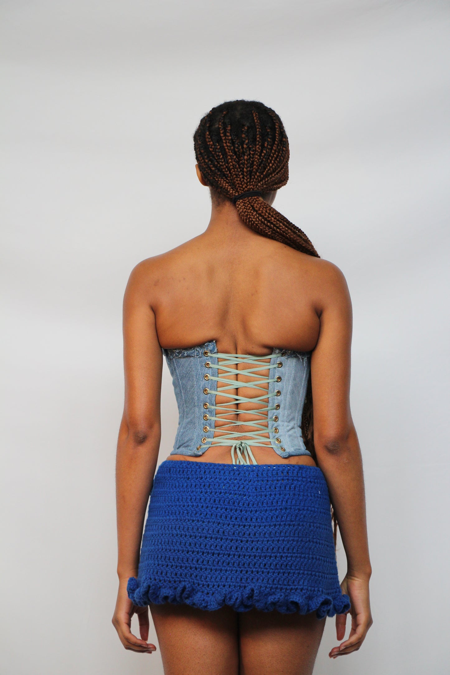 Strapless Braided Denim Corset