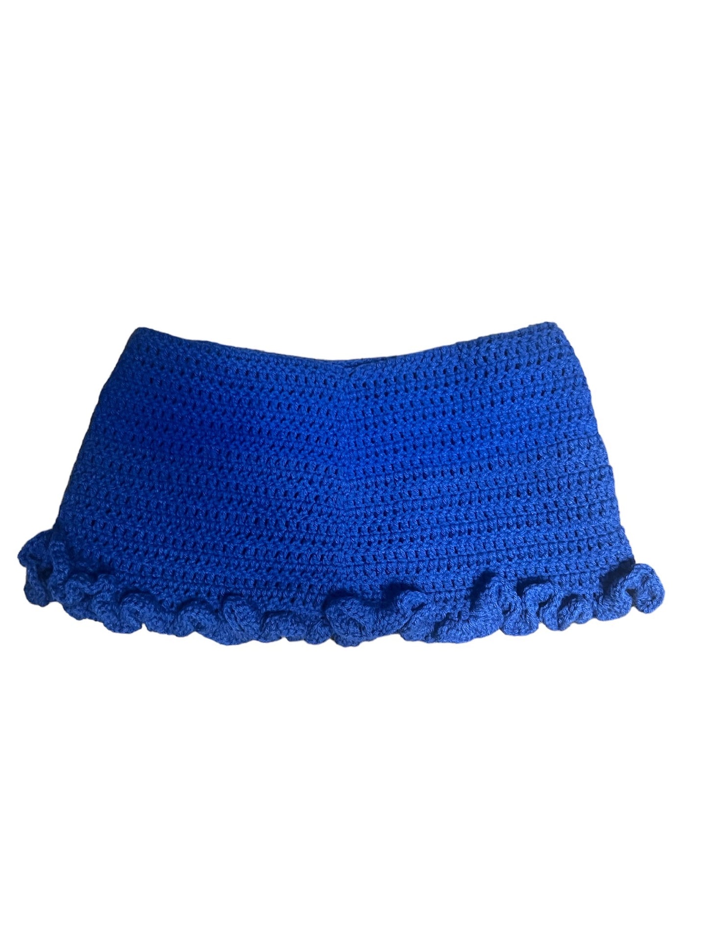 Bow Tie Ruffle Crochet Mini Skirt